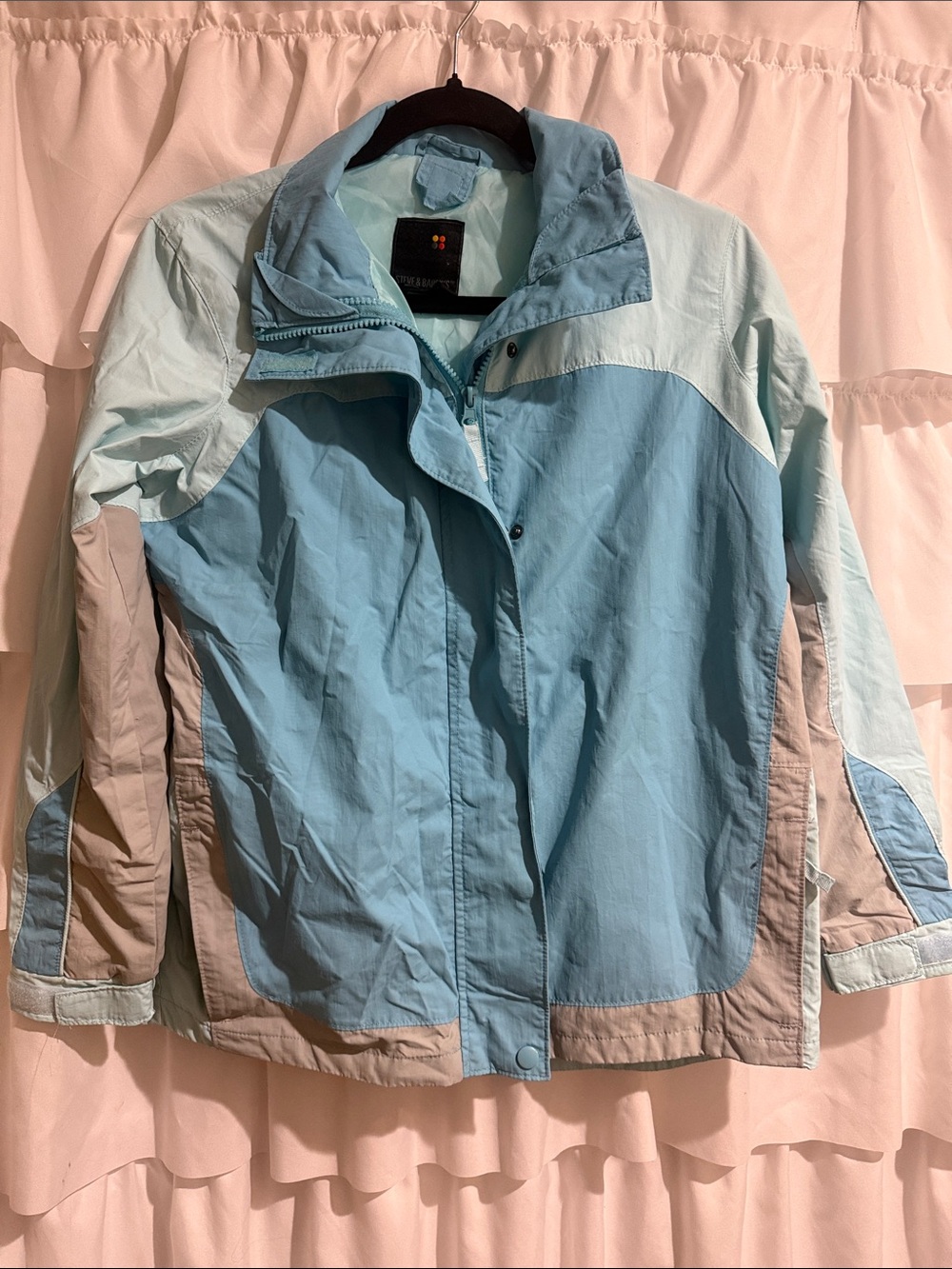 Steve & Barry's Two-Tone Light Blue & Sky Colorblock Ski / Windbreaker Jacket